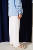 Bel Lastikli Tencel Pantolon Beyaz thumbnail 3