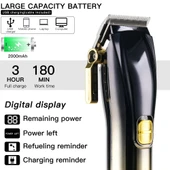 WA-070 Profesyonel Şarjlı Saç,Sakal,Ense,Vücut Traş Kesme Makinesi / Ergonomik Tasarım, Uzun Pil Ömrü, LED Ekran - 2