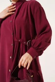 Yan Kemerli Düğmeli İkili Takım Bordo thumbnail 4