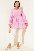 Bilek Tünelli Brit Düğmeli Gömlek Pembe thumbnail 2