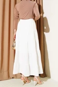 Bel Lastikli Kat Kloş Etek Ekru thumbnail 3