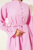 Bilek Tünelli Brit Düğmeli Gömlek Pembe thumbnail 4