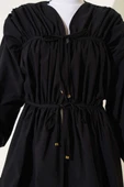 Büzgülü Önden Bağlamalı Kimono Siyah thumbnail 4