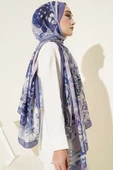 Şerit Geçişli Otantik Desenli Şal Indıgo thumbnail 3