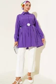 Önü Pensli İp Kuşaklı Tunik Mor thumbnail 2