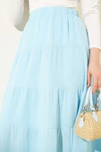 Bel Lastikli Kat Kloş Etek Buz Mavisi thumbnail 4
