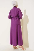 Yaka Fırfır Detaylı Etekli İkili Takım Mor thumbnail 3