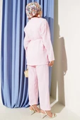 Brit Düğme Kaplamalı İkili Takım Pembe thumbnail 3