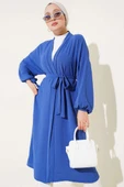 Bilek Bağlamalı Uzun Kimono İndigo thumbnail 2