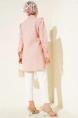 Önü Fırfır Taş Şerit Geçişli Düğmeli Gömlek Pudra thumbnail 3