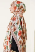 Floral Desenli Bambu Kraş Şal Camel thumbnail 3