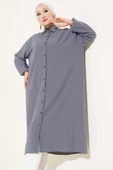 Boydan Düğmeli Uzun Tunik Kayrak Grisi thumbnail 2