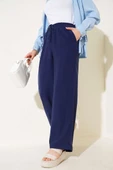Bel Lastikli Tencel Pantolon Lacivert thumbnail 1