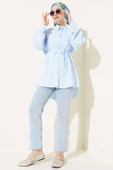 Roba Dikişli İp Kuşaklı Gömlek Buz Mavisi thumbnail 2