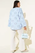 Önü Bağcıklı Püskül Detaylı Kimono Mavi thumbnail 3