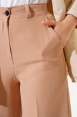 Bel Lastikli Palazzo Kumaş Pantolon Latte thumbnail 4