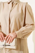 Omuz Pile Detaylı Gömlek Bej thumbnail 4