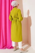 Bilek Bağlamalı Uzun Kimono Yağ Yeşili thumbnail 3