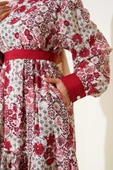 Mini Çiçek Desenli Elbise Bordo thumbnail 4