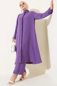 Gizli Düğmeli Salaş İkili Takım Lila thumbnail 1