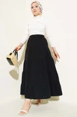 Bel Lastikli Kat Kloş Etek Siyah thumbnail 2