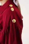 Omuz Gold Düğme Detaylı Tunik Bordo thumbnail 4