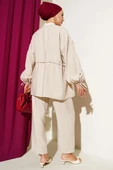 Önü Ve Kolu Bağcıklı İkili Takım Bej thumbnail 3