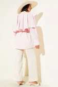 Pelerinli İp Kuşaklı Gömlek Pembe thumbnail 3