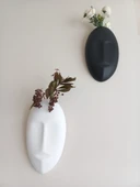 Dekoratif 2'li Yüz Duvar Vazosu, Duvar Süsü ,Heykel Aksesuar Siyah Beyaz maske thumbnail 4