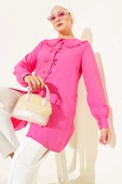 Yaka Fırfırlı Fiyonklu Tunik Fusya thumbnail 1