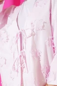 Önü Bağcıklı Püskül Detaylı Kimono Pembe thumbnail 4