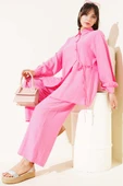 Çapraz Düğmeli Bağlamalı Tunik İkili Takım Pembe thumbnail 1