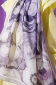Gül Şerit Geçişli Şal Açık Lila thumbnail 4