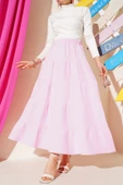Bel Lastikli Kat Kloş Etek Pembe thumbnail 1