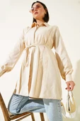 Önü Pensli İp Kuşaklı Tunik Bej thumbnail 1