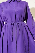 Önü Pensli İp Kuşaklı Tunik Mor thumbnail 4