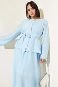 Belden Bağlamalı Etekli İkili Takım Mavi thumbnail 2