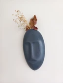 Dekoratif Maske Duvar Vazosu, Duvar Dekoru ,Heykel Duvar Süsü, Antrasit thumbnail 4