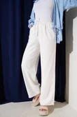 Bel Lastikli Tencel Pantolon Beyaz thumbnail 2