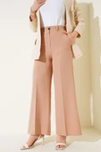Bel Lastikli Palazzo Kumaş Pantolon Latte thumbnail 2