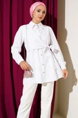 Düğmeli Yandan Bağlamalı Gömlek Beyaz thumbnail 2