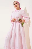 Beli Lastikli Kat Elbise Pembe thumbnail 2