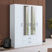Gardırop, Blesk Hera 4 Kapaklı, Aynalı Çekmeceli Dolap thumbnail 1