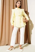 Omuz Pelerinli İp Kuşaklı Gömlek Sarı thumbnail 2
