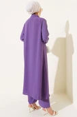 Gizli Düğmeli Salaş İkili Takım Lila thumbnail 3