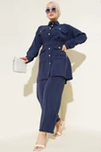 Metal Düğmeli Kemerli İkili Takım Lacivert thumbnail 1