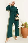 Belden Bağlamalı Omuz Düğmeli İkili Takım Zümrüt thumbnail 1