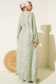 Kol Lastikli Desen Elbise Çağla Yeşili thumbnail 3