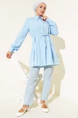 Önü Pensli İp Kuşaklı Tunik Buz Mavisi thumbnail 2