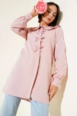 Yaka Fırfırlı Fiyonklu Tunik Pudra thumbnail 1